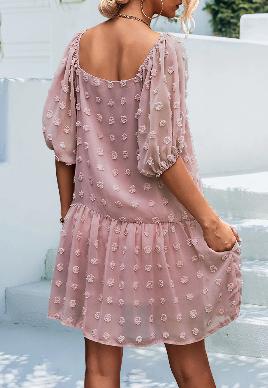 Vestido de talle bajo con lunares suizos 