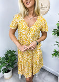 Vestido con mangas abullonadas y estampado de flores ditsy