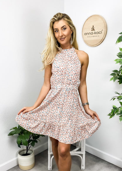 Tie Cutout Back Halter Dress