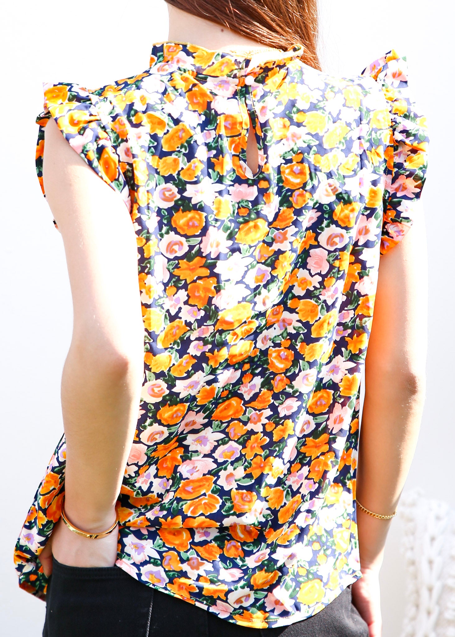 Floral Print Ruffle Detail Blouse
