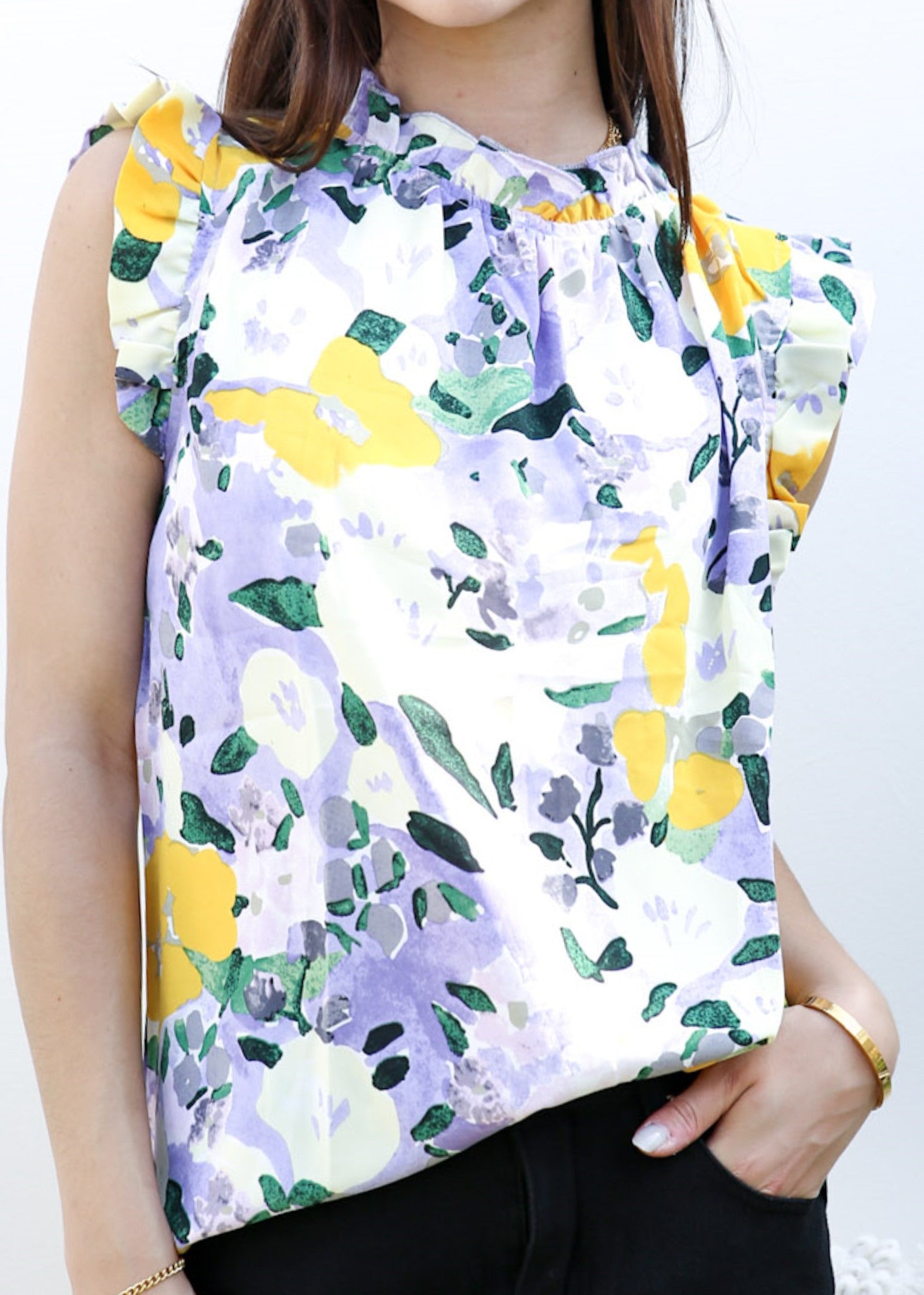 Floral Print Ruffle Detail Blouse