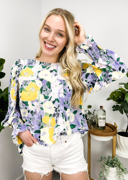 Multicolor Floral Lace Detail Blouse