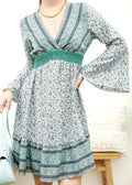 Surplice Shirred Waist Boho Dress