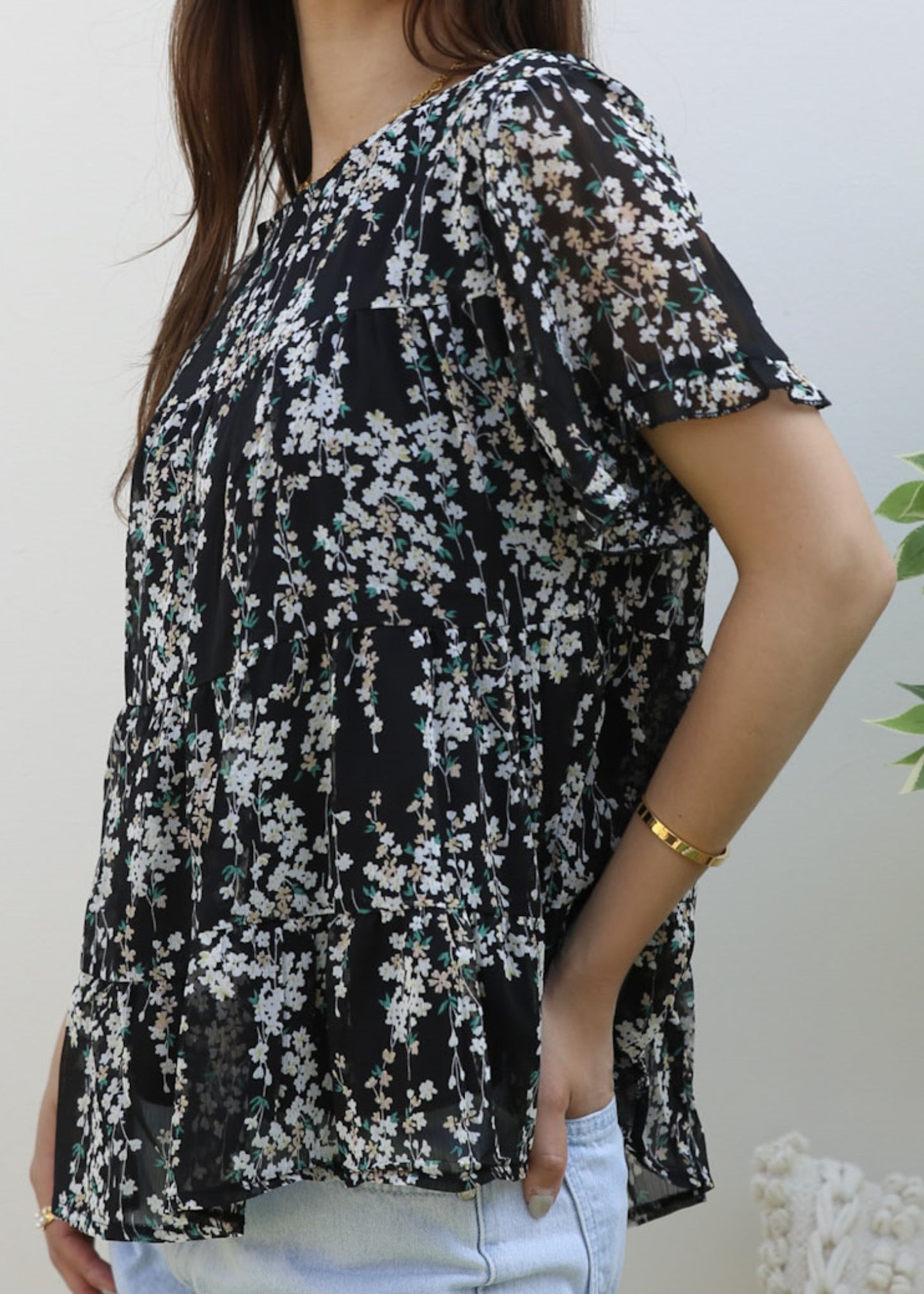 Short Sleeve Tiered Blouse