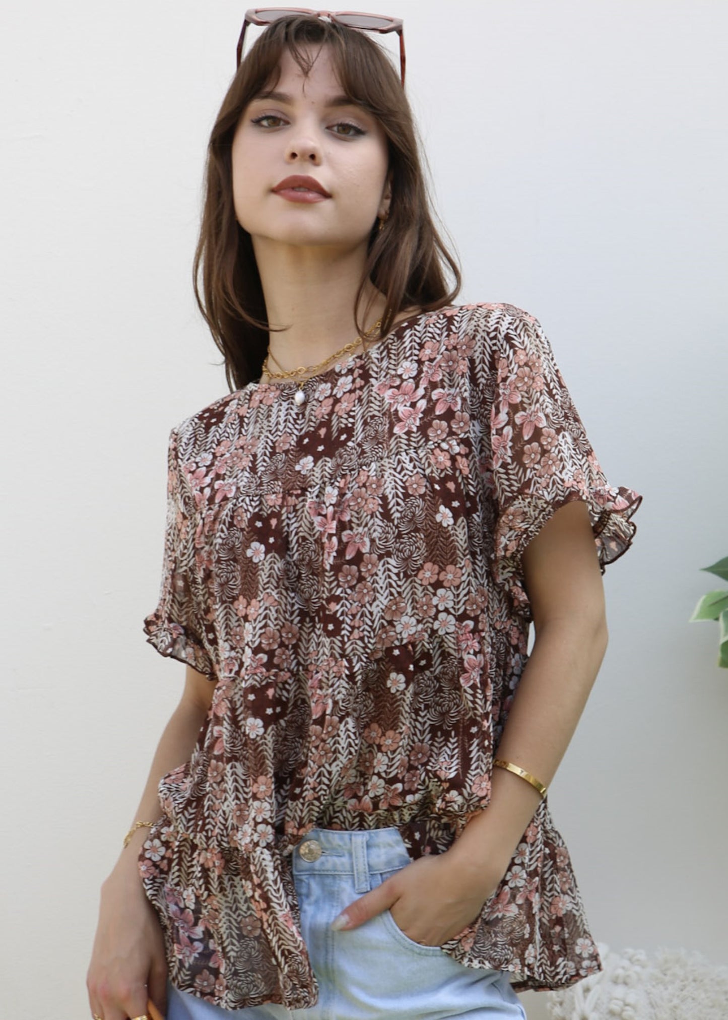 Short Sleeve Tiered Blouse