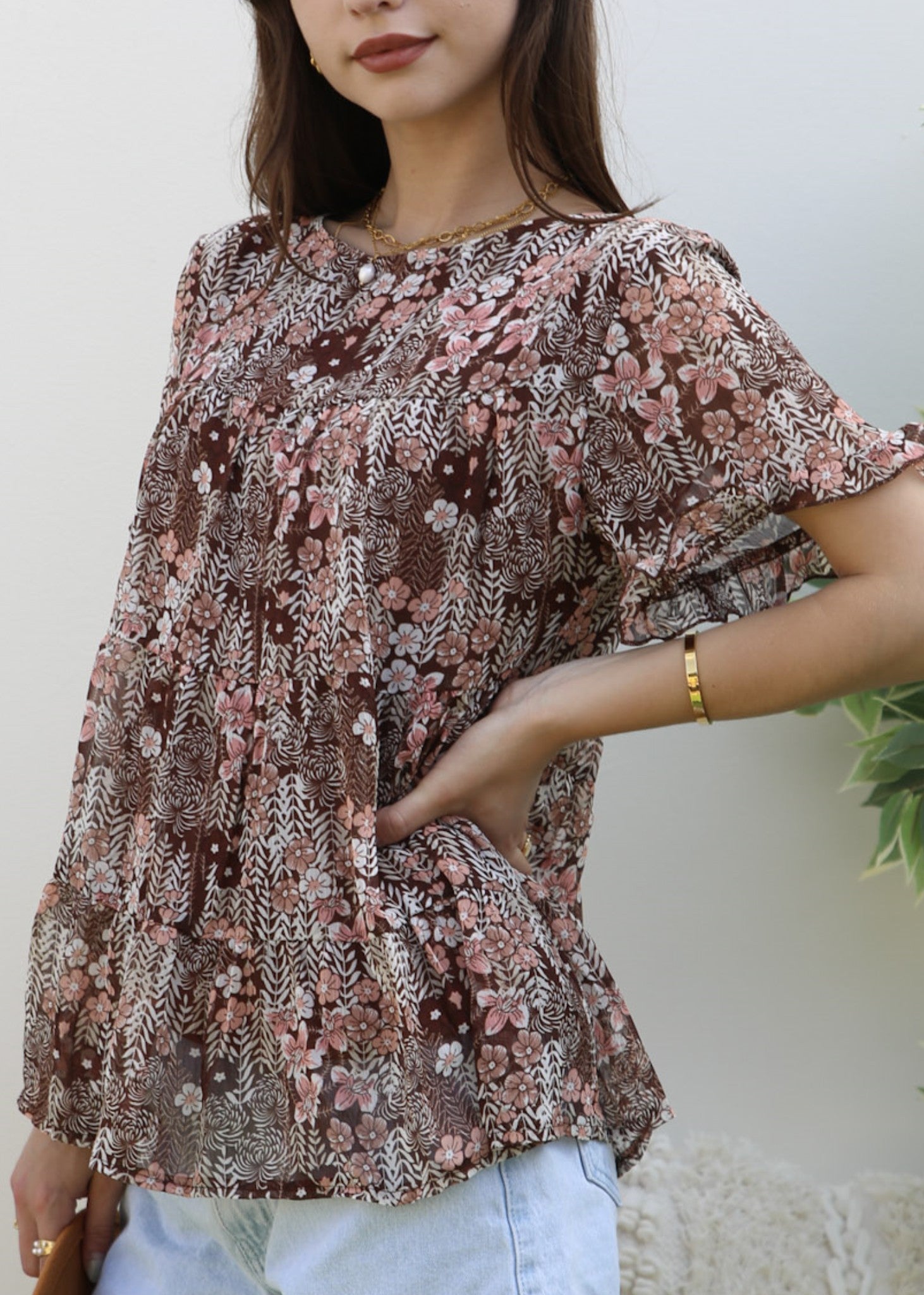 Short Sleeve Tiered Blouse