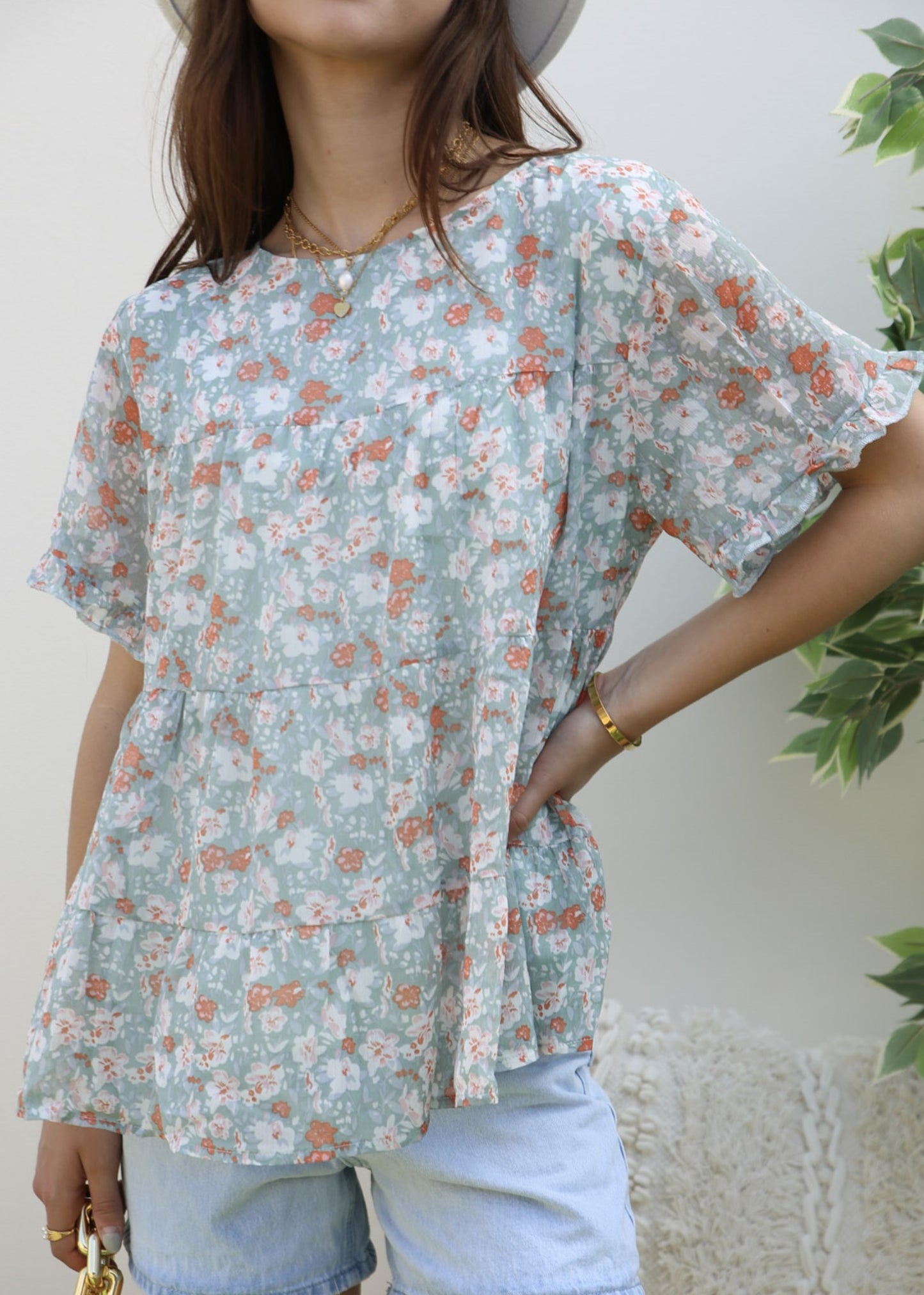 Short Sleeve Tiered Blouse