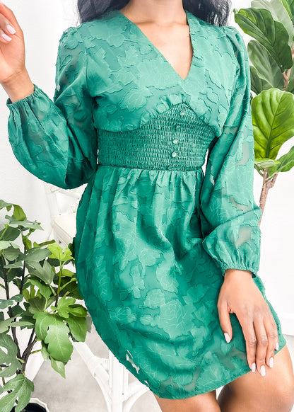 Shirred Button Waist Dress