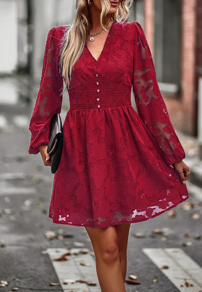 Shirred Button Waist Dress