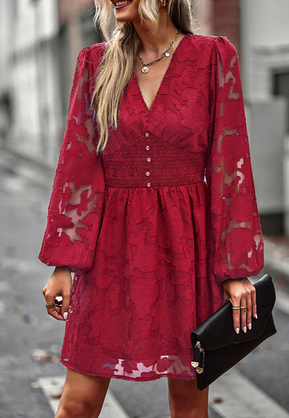 Shirred Button Waist Dress