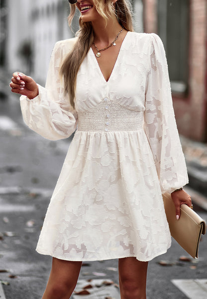 Shirred Button Waist Dress