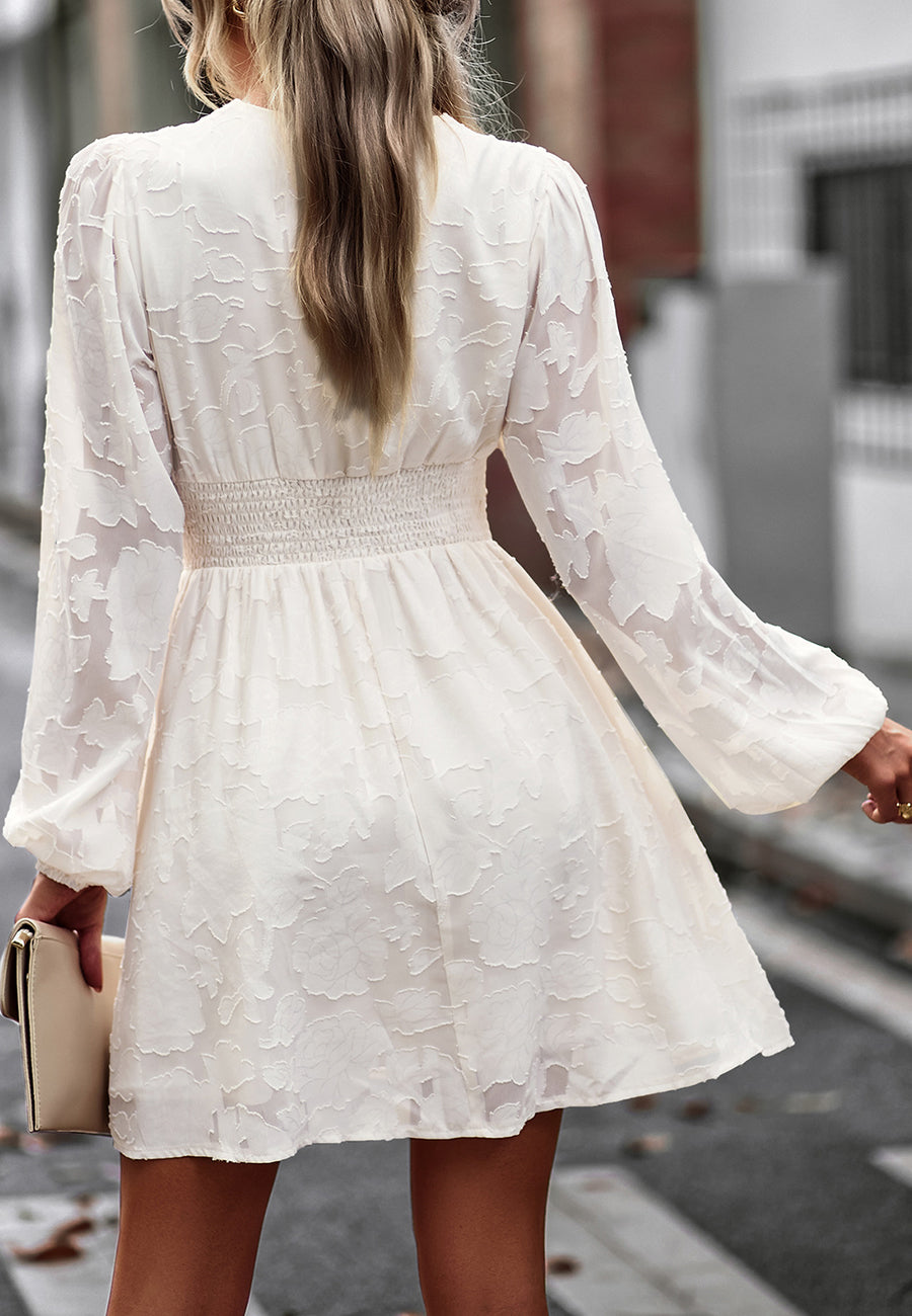 Shirred Button Waist Dress