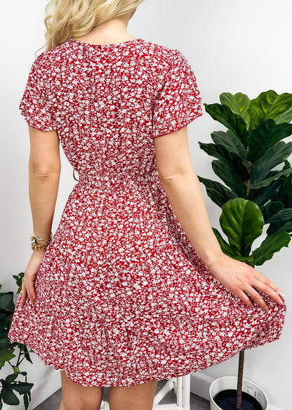 Surplice Neck Flutter Sleeve Dress