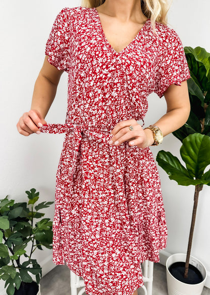 Surplice Neck Flutter Sleeve Dress