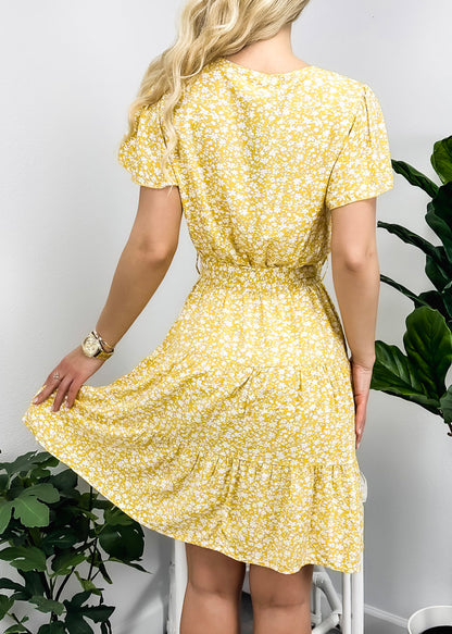 Surplice Neck Flutter Sleeve Dress