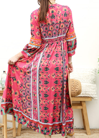 Straight Neck Geometric Kaftan Dress