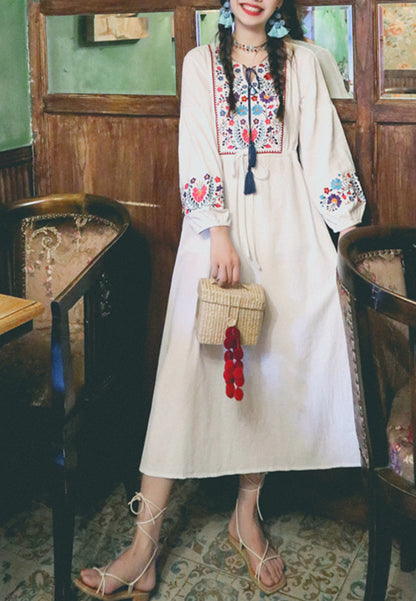 Floral Detail Bishop Sleeve Dress