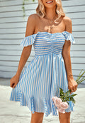 Striped Print Godet Hem Dress