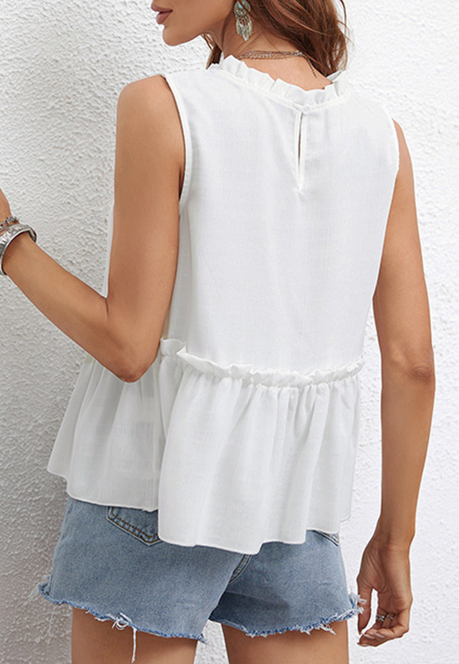Eyelet Detail Peplum Top