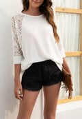 Lace Raglan Sleeve Knit Top