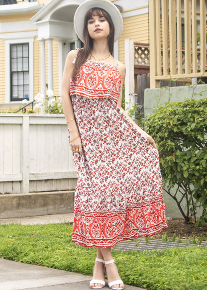 Tie Shoulder Bohemian Maxi Dress