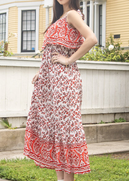 Tie Shoulder Bohemian Maxi Dress