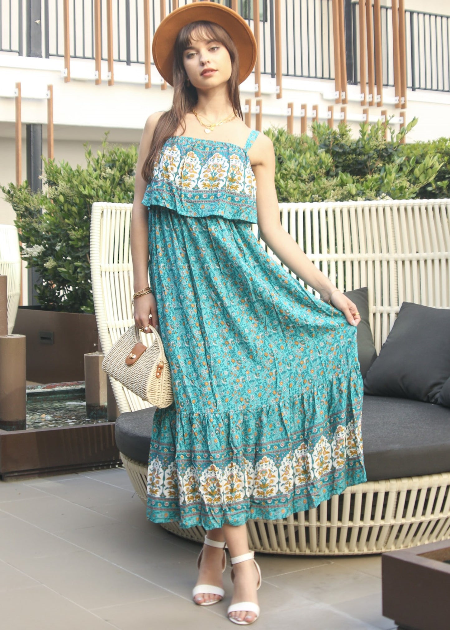 Tie Shoulder Bohemian Maxi Dress