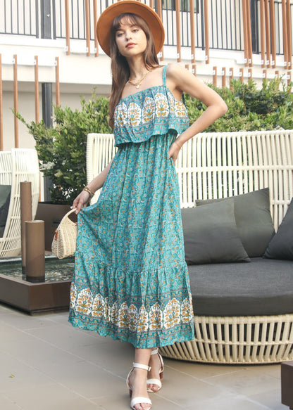 Tie Shoulder Bohemian Maxi Dress