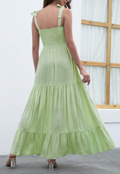 Solid Tie Shoulder Maxi Dress