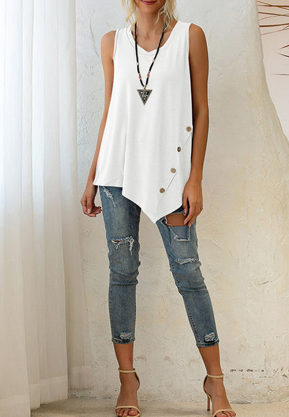 Asymmetrical Button Hem Tank Top