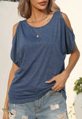 Round Neck Cold Shoulder Shirt