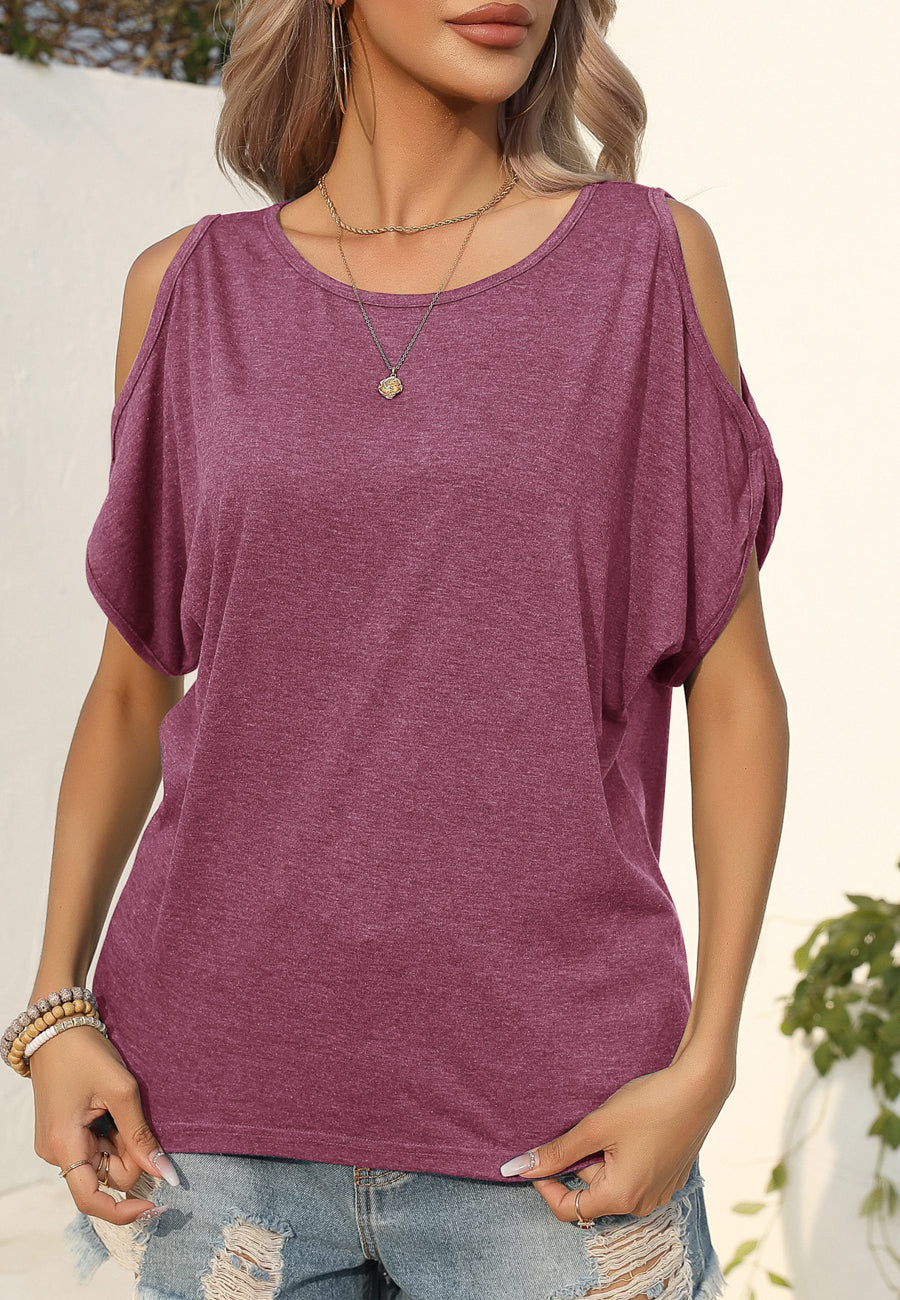 Round Neck Cold Shoulder Shirt
