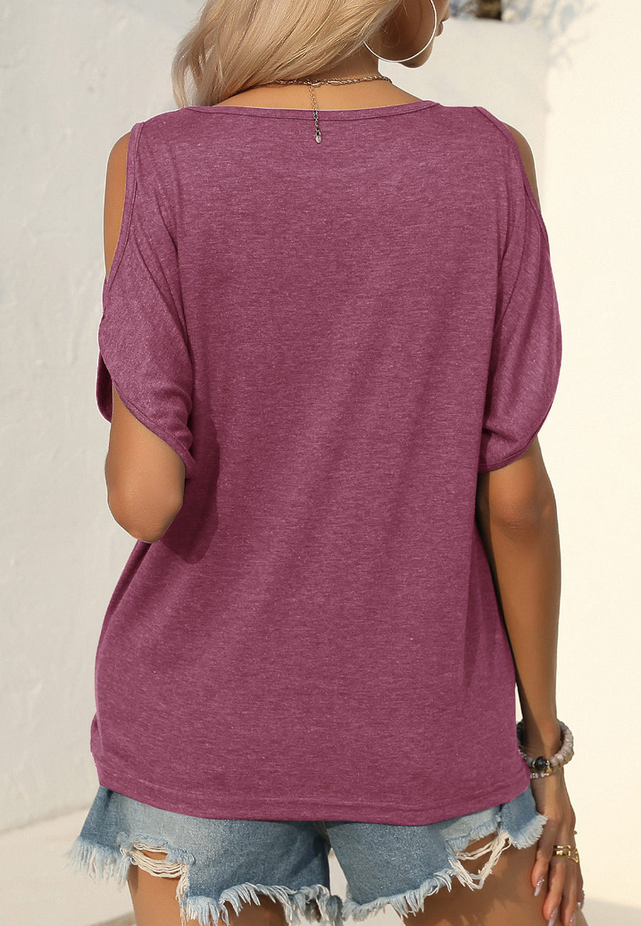 Round Neck Cold Shoulder Shirt