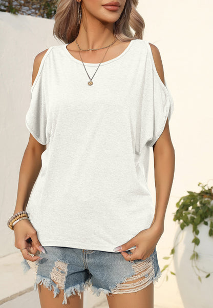 Round Neck Cold Shoulder Shirt