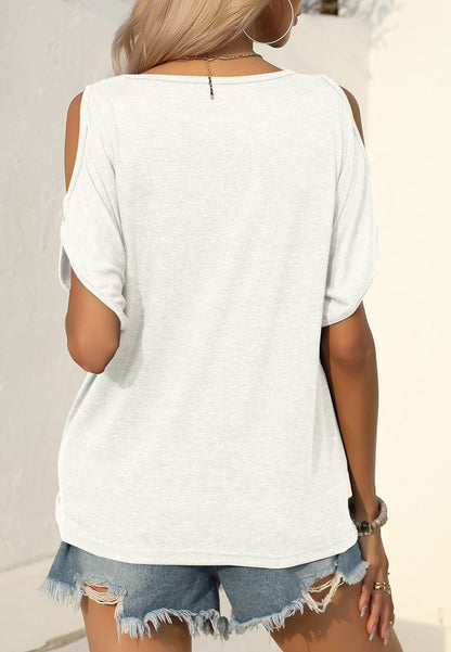Round Neck Cold Shoulder Shirt