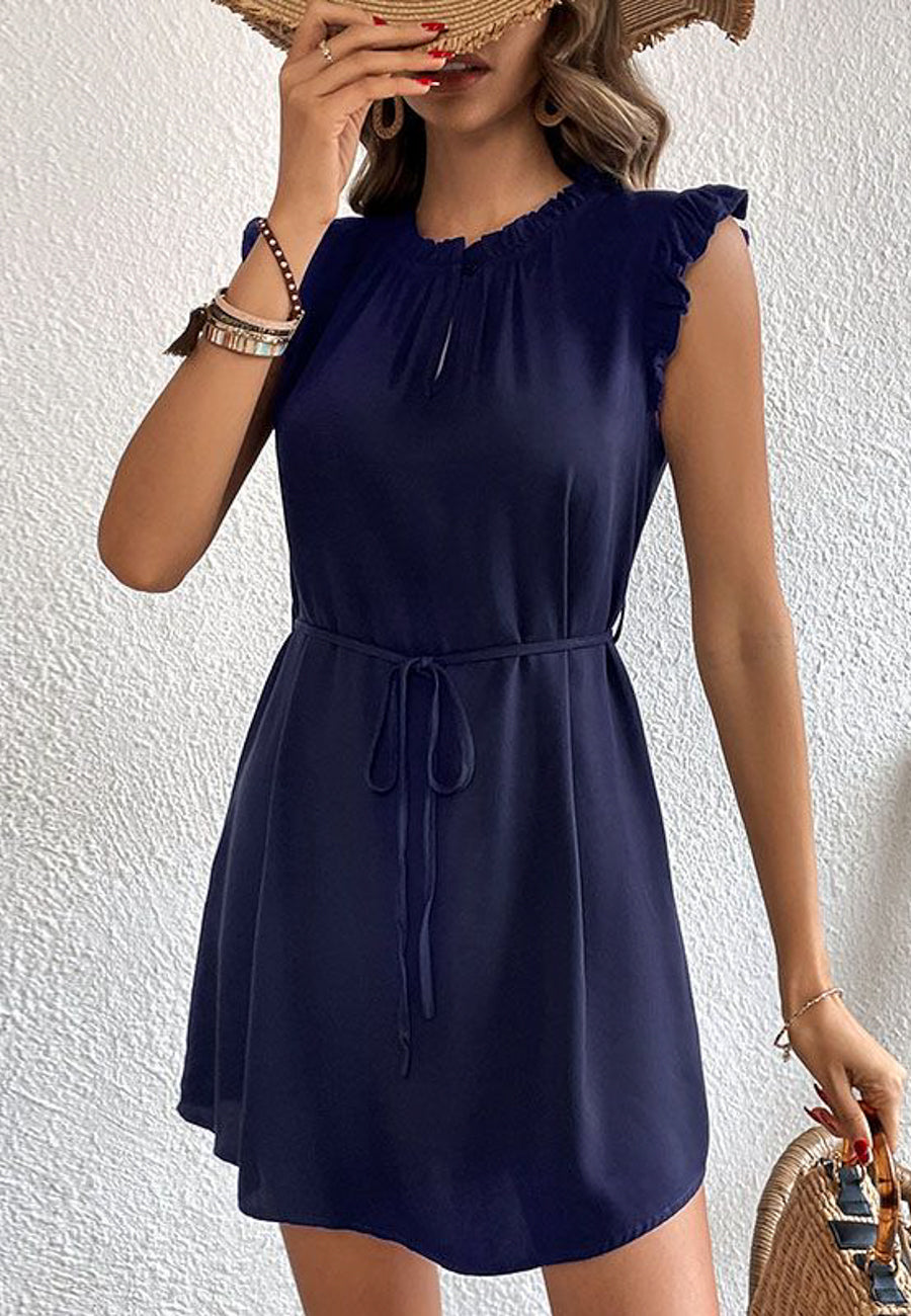 Vestido con abertura en la parte delantera en color liso