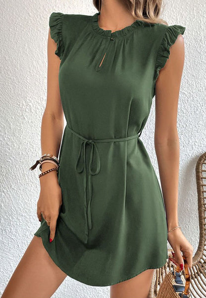 Vestido con abertura en la parte delantera en color liso