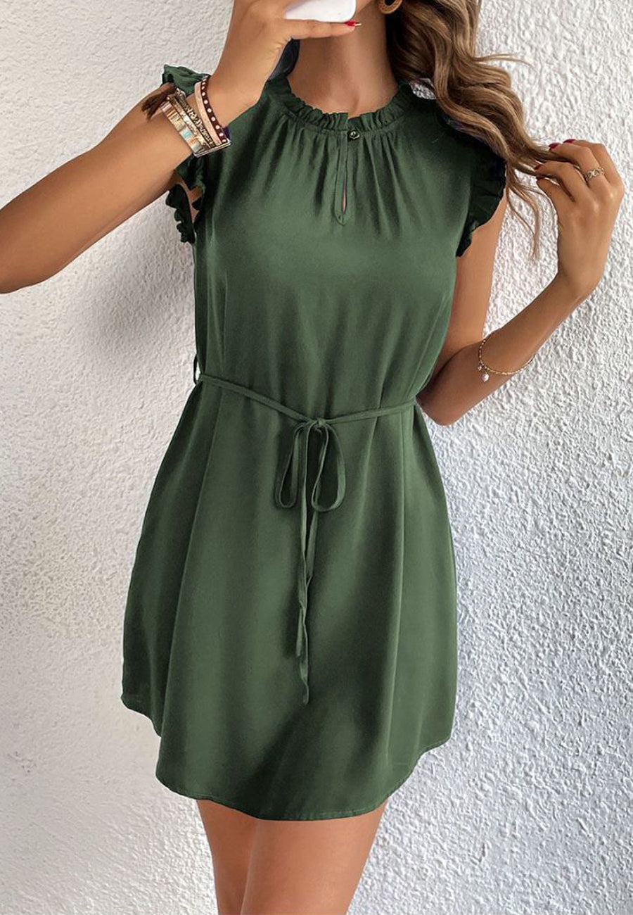 Solid Color Keyhole Front Dress