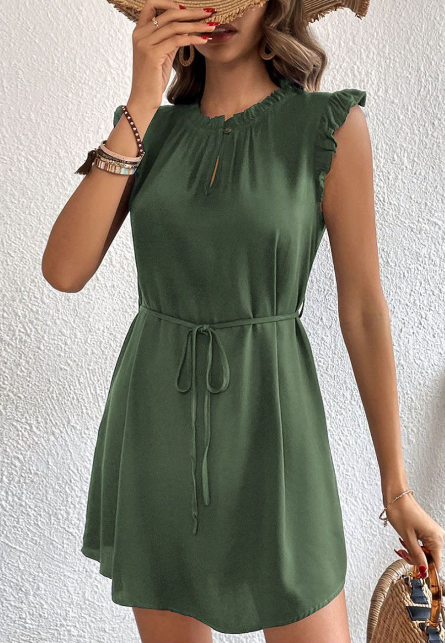 Solid Color Keyhole Front Dress