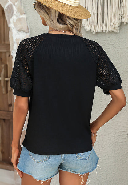 Geometric Mesh Lace Shirt
