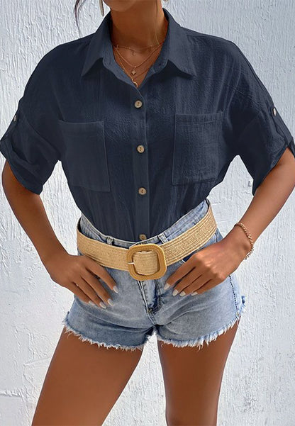 Camisa arrugada con botones