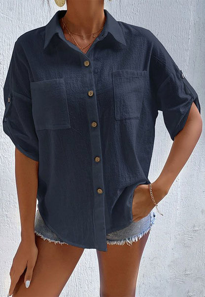 Camisa arrugada con botones