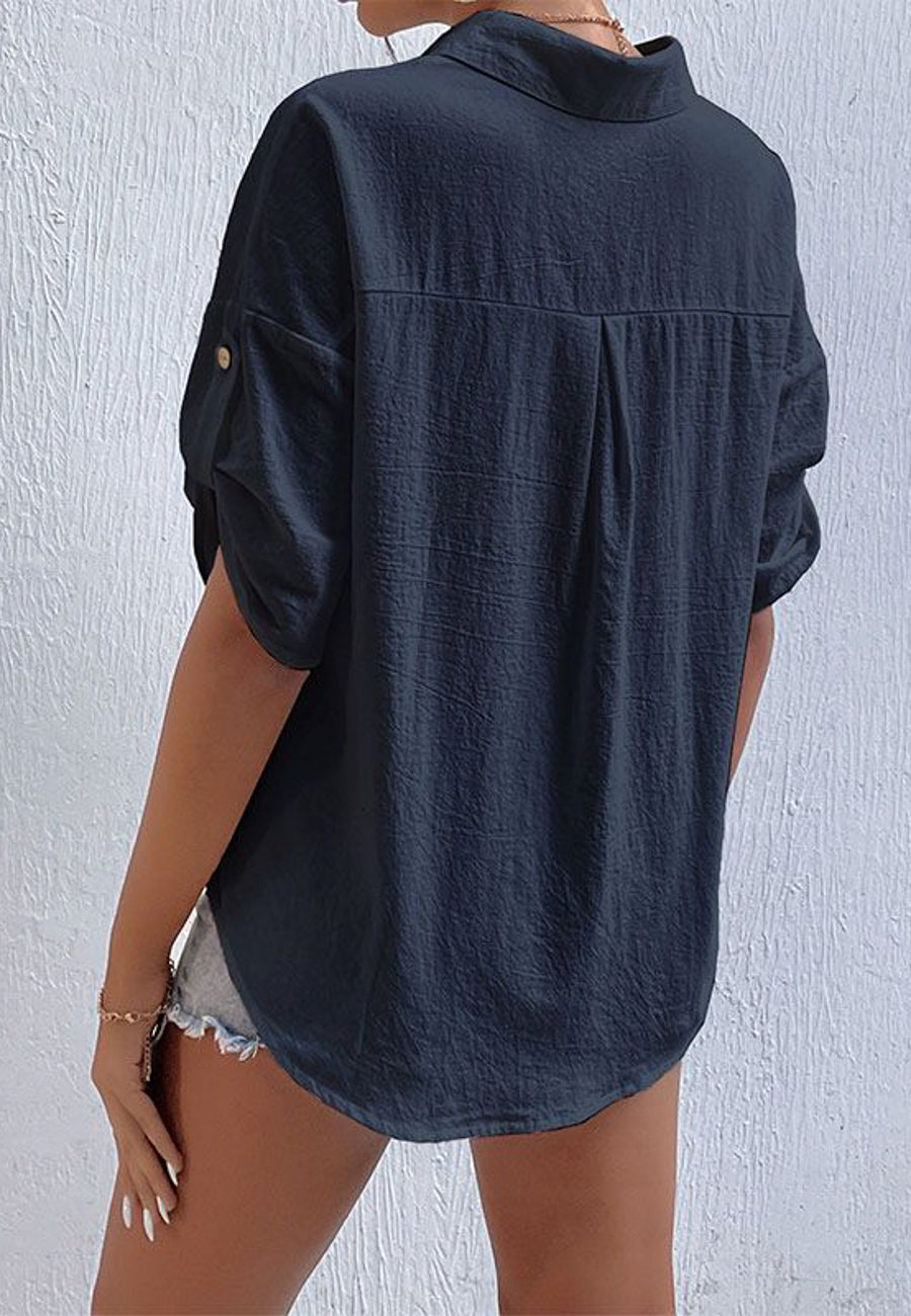 Camisa arrugada con botones