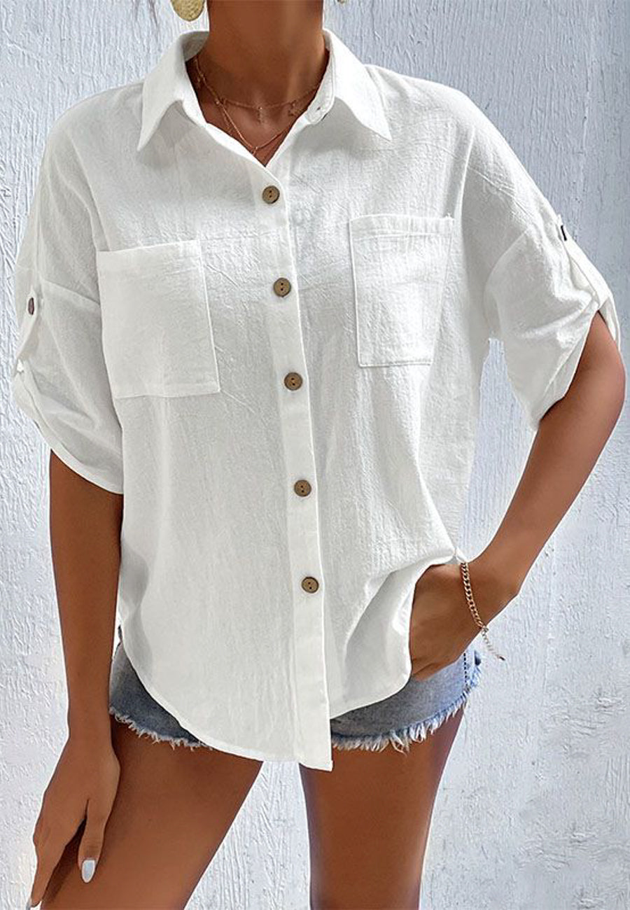 Camisa arrugada con botones