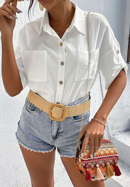 Camisa arrugada con botones