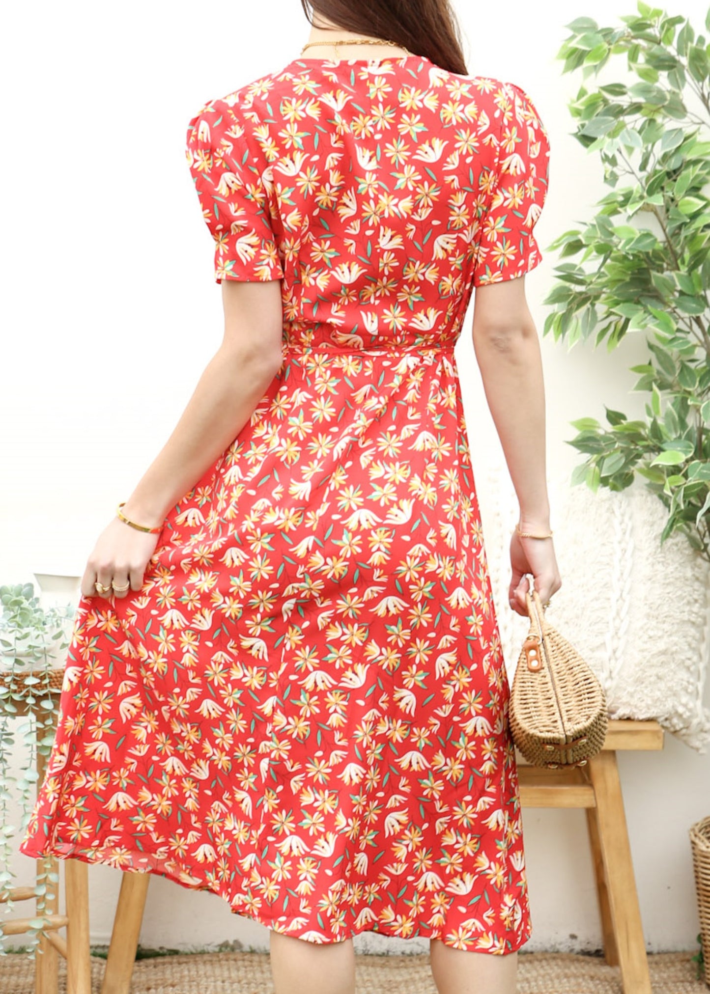 Floral Print Surplice Wrap Dress