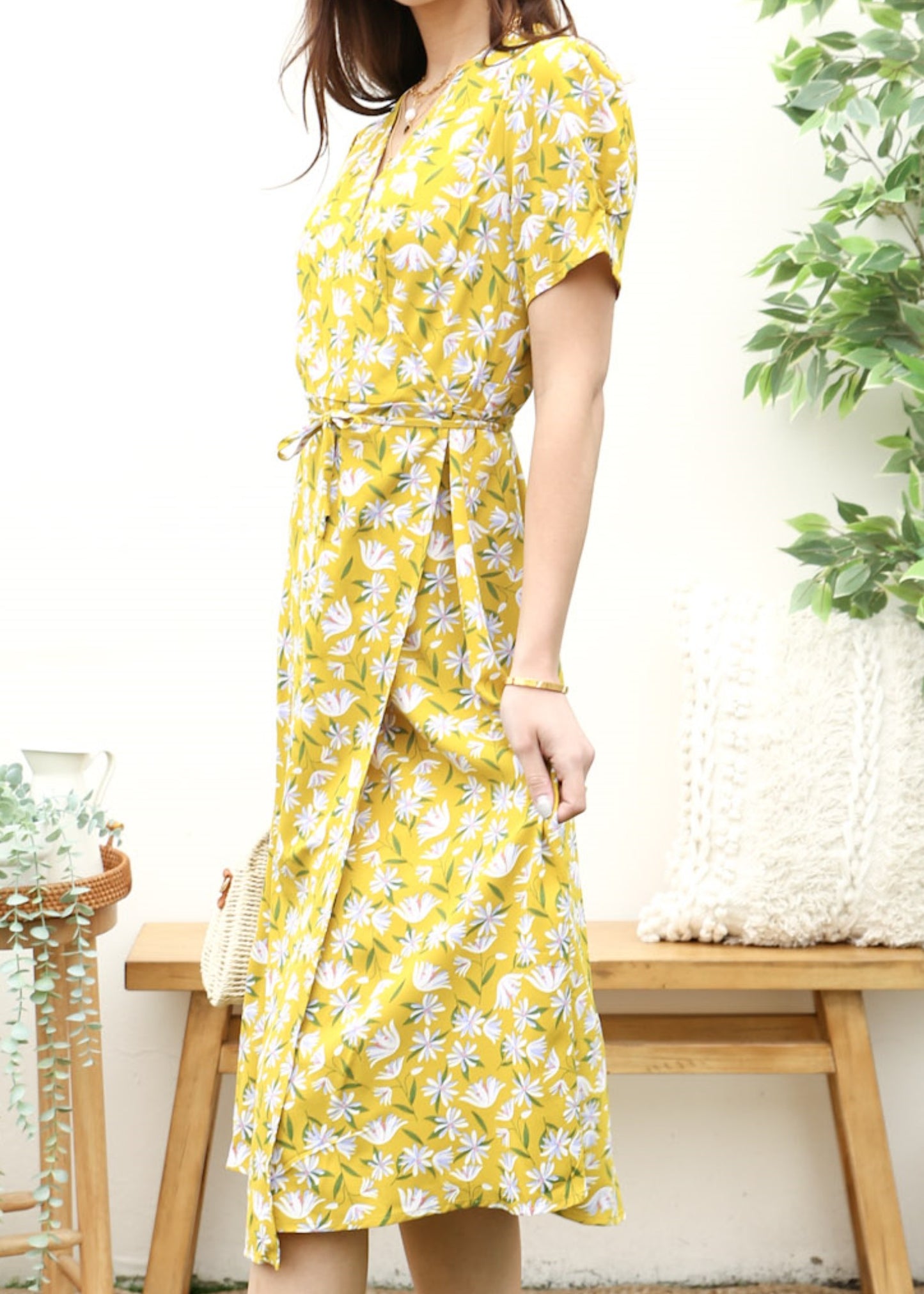 Floral Print Surplice Wrap Dress