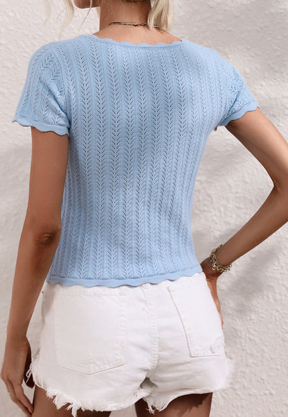 Camisa de punto con ribete festoneado