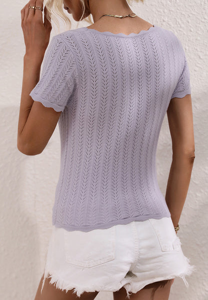 Camisa de punto con ribete festoneado