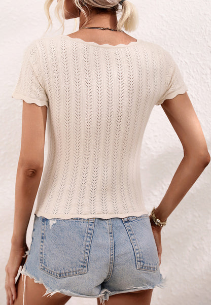 Camisa de punto con ribete festoneado